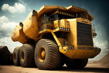 Enormous Yellow Mining Truck. Generative AI