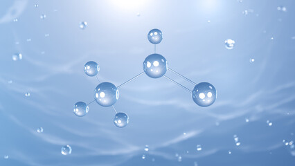 acetaldehyde molecular structure, 3d model molecule, ethanal, structural chemical formula view from a microscope