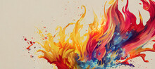 Colorful Watercolor Fire Smoke Background With Generative AI Technology