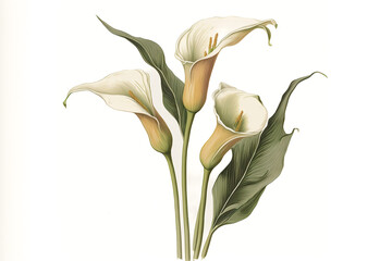 Wall Mural - Calla Lily Flowers, Illustration, Generative AI