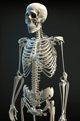 Skeleton, human anatomy bone structure for medical purposes and education, detailed muscles and bones