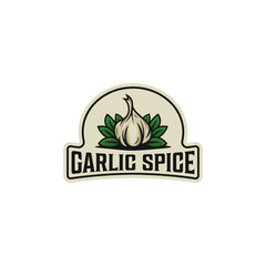 Emblem of garlic spice logo vector design template, Garlic isolated logo vector design template