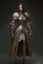 Medieval Female Warrior In Armor, Action Figure Concept, 3D Printing Concept, Generative AI