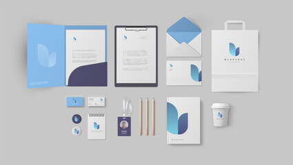 modern branding design template in blue pastel colors for business company or studio, corporate styl