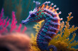 colored seahorse. Generative AI