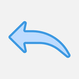 Fototapeta Panele - Left arrow icon vector illustration in blue style, use for website mobile app presentation