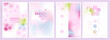 © Takoyaki Shop - Spring modern posters in honor of sakura blossom. Cute and nude pastel pink and natural colors, floral pattern and Japanese design. Mesh gradient and floral aesthetic.