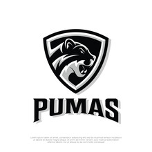 Puma Head Logo Inside Shield Vector Illustration