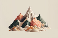 Neutral Color Of Moutain Background. Illustration Graphic Design. Made With Generative AI