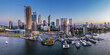 Aerial view of the Bell Tower and Elizabeth Quay in Perth, Western Australia at dawn
