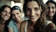 © Adriana - group of beautiful attractive Israeli thirty years old women looking at the camera. Generative AI