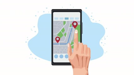 Canvas Print - smartphone with gps service app animation