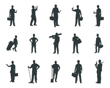 Workers Silhouettes, Labor Silhouette Set