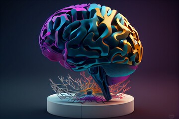 3D medical Brain concept for business and neuroscience approaches created with generative ai