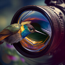Hummingbird In The Lens Of A Camera Photography 