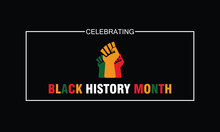 Black History Month Banner With Geometric African Style Pattern Illustration On Black Background. Black History Month Vector Banner Design Template. 
