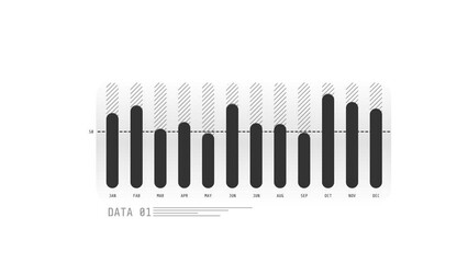 Wall Mural - animated hud infographic element month column chart.