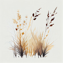 Illustration Of Dried Grass On A Blank Background. Generative Ai