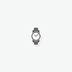 Sticker -  Watch silhouette icon sticker isolated on gray background