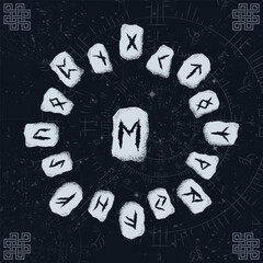 Poster - Space esoteric viking runes circle