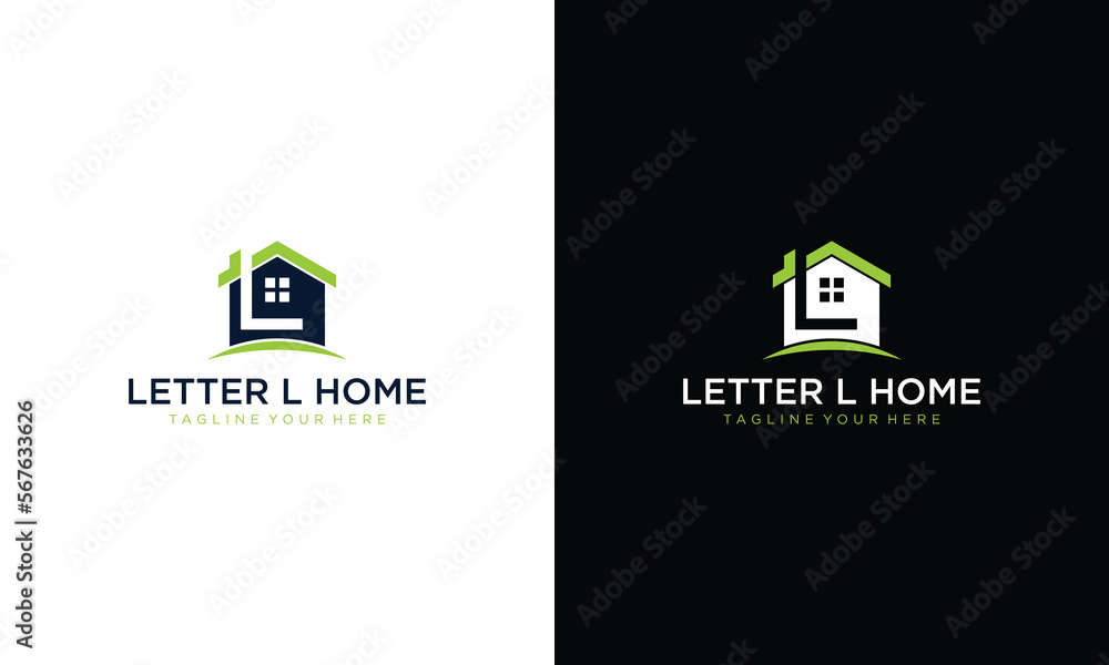 House icon template with L letter, home creative vector logo design ...