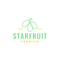 Wall Mural - little star fruit green acid taste lines art minimalist logo design icon vector illustration