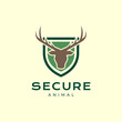 secure shield save animal forest horned deer logo design icon vector illustration