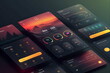 © DanDesign - Modern user interface design. Conceptual mobile phone screen mock-up for application interface. Orange, Purple, Black, Gray.