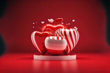 Red And White  Hearts With Red Background