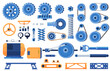 © Igor - Different parts of the mechanism. Mechanical power units that can be assembled from various types of parts. Vector illustration