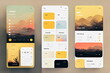 © DanDesign - Modern light user interface design template. Conceptual mobile phone screen mock-up for application interface. Colorful, peach, orange, salmon, white, gray, minimalistic, aesthetic.