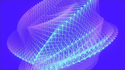 Fototapete - Elegant wire neon twisted design. 3d rendering seamless loop animation 4K