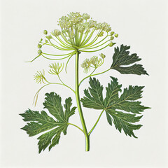 Wall Mural - Hogweed Isolated, Heracleum or Cow Parsnip Painting, Abstract Generative AI Illustration