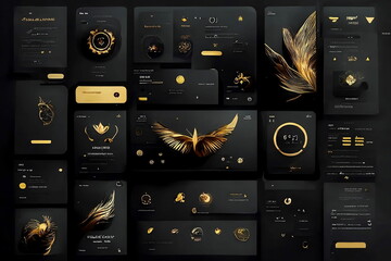 Wall Mural - modern user interface dashboard design template. conceptual mock-up for application interface. gold 
