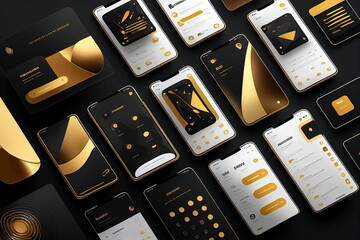 Wall Mural - modern user gold interface ui/ux design. conceptual mobile phone screen mock-up for application inte