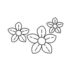 Canvas Print - Flowers icon. Hand drawn simple black outline vector illustration clip art in doodle style, isolated on white background