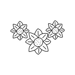 Canvas Print - Flowers icon. Hand drawn simple black outline vector illustration clip art in doodle style, isolated on white background