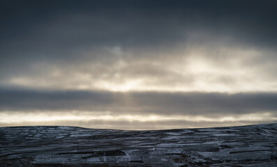 Canvas Print - The frozen landscape, countryside of Muggleswick and Edmondbyers common in winter near Blanchland, Northumberland  in England UK.