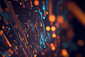 Digital binary code matrix background of a scientific technology data binary code network conveying connectivity, complexity and data flood of modern digital age. High quality photo, Ai generated