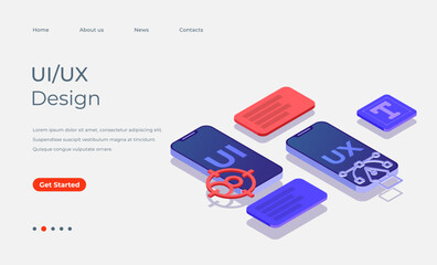 User interface development 3d isometric background template