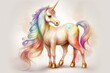 cute rainbow baby pegasus unicorn ,horse background, kids' pastel color fantasy magic ,Generative ai
