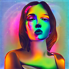 Wall Mural - Portrait Frauen in Regenbogenfarben. created with generative AI technology