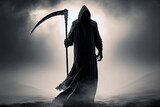 Fototapeta  - Grim reaper, generative ai death illustration of a scary,  horror shot