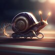 a realistic snail with supercharged energy power created using Generative AI Technology