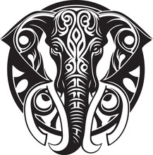 Vector Illustration Of Elephant Head With Ornament
