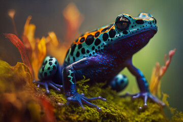 orange blue poison dart frog, generative ai
