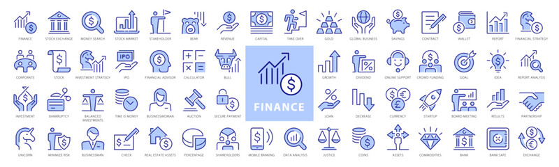 finance line icons set. money payments elements outline icons collection. payments elements symbols.