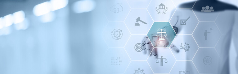 ai ethics or ai law concept. developing ai codes of ethics. compliance, regulation, standard , busin