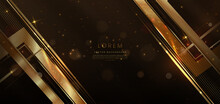 Elegant dark brown background with golden line and lighting effect sparkle. Luxury template award modern design.