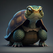 Digital Illustration Of Green Turtles Isolated On Dark Light Background